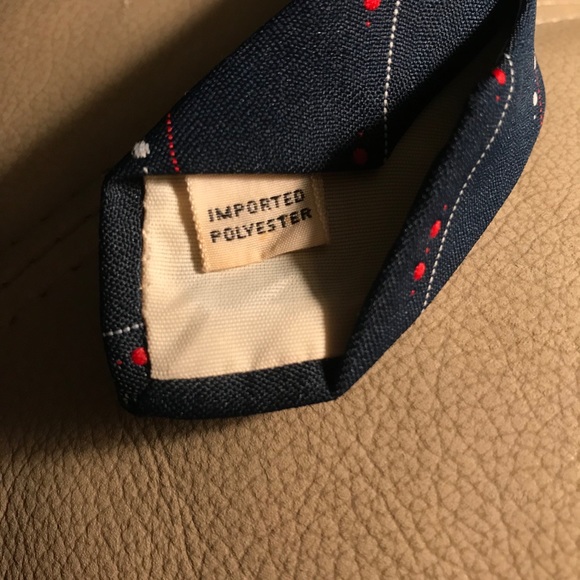 Tie Navy Red White Polyester 3” Wide Vintage - Picture 9 of 9